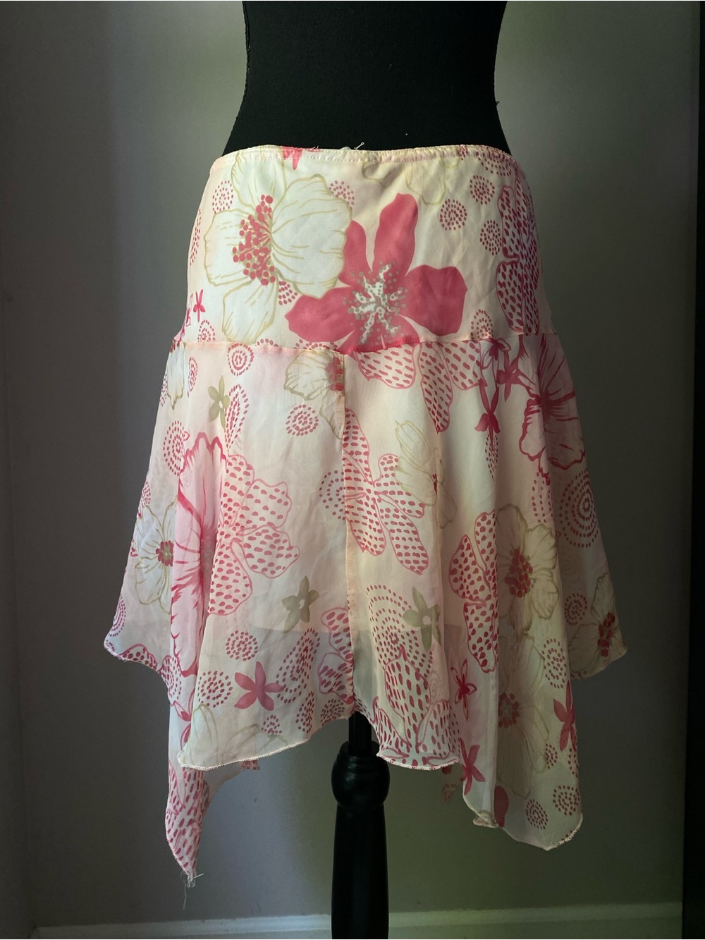 Exact Change Vintage Whimsy Fairycore Asymmetrical Floral large Y2K mini skirt - Picture 6 of 7